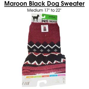 17-22" MED Maroon Black Red Pet Sweater Classy